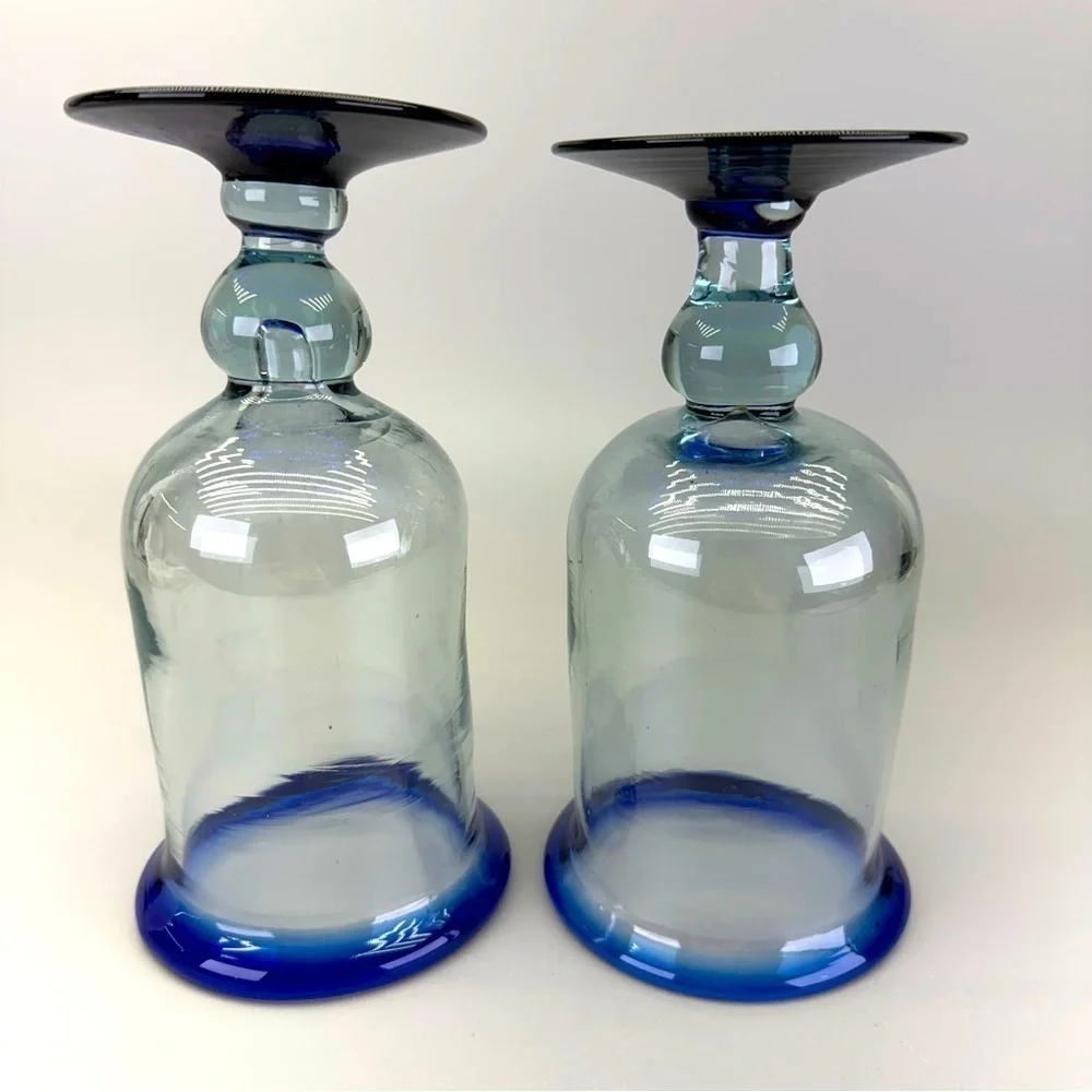 Handblown Mexican Cobalt Blue Goblets